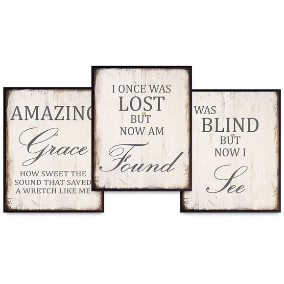 New “AMAZING GRACE” Christian religious print set 3 inspirational home decor - Picture 1 of 6